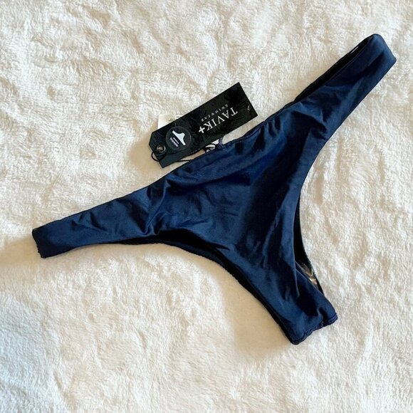 NWT Tavik Navy Ali Mini Swim Bottom Textured Chevron - Extra Small - Picture 4 of 9